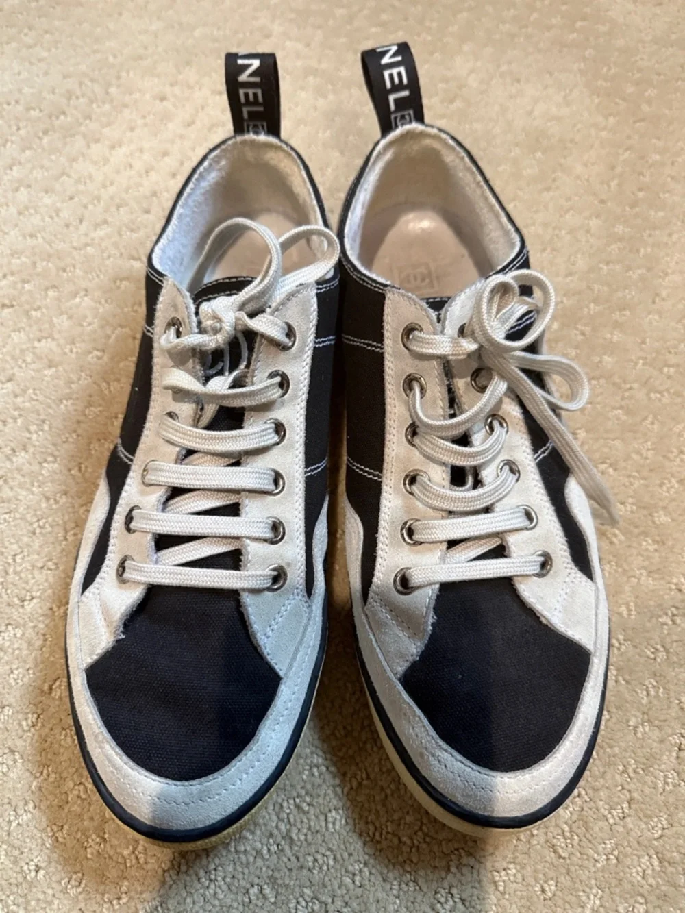 CHANEL Black and Light Gray Women's Sneakers